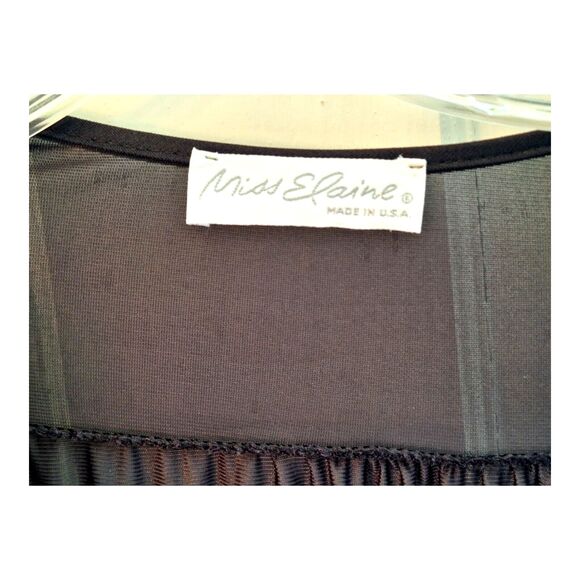 VINTAGE USA MISS ELAINE PEIGNOIR SET BLACK NIGHTGOWN and ROBE LONG LACE SMALL - Picture 12 of 16